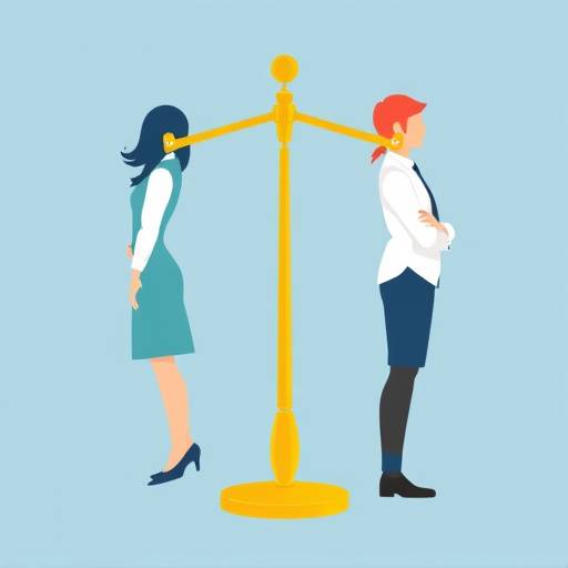 Donne e uomini seduti uno accanto all'altro con una bilancia che mostra disparit&radic;&dagger; salariali